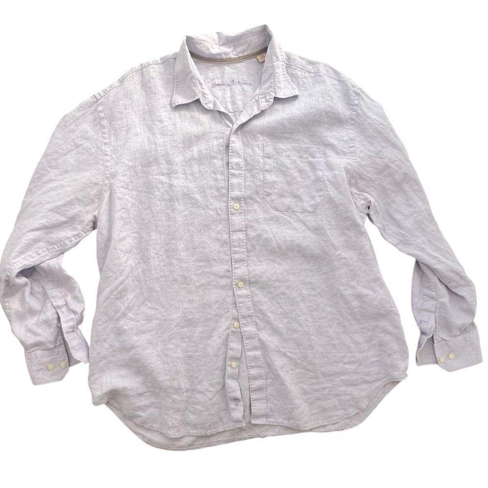 Tommy Bahama Men’s 1XB 100% Linen Long-Sleeve Shirt - Relaxed Fit, lilac